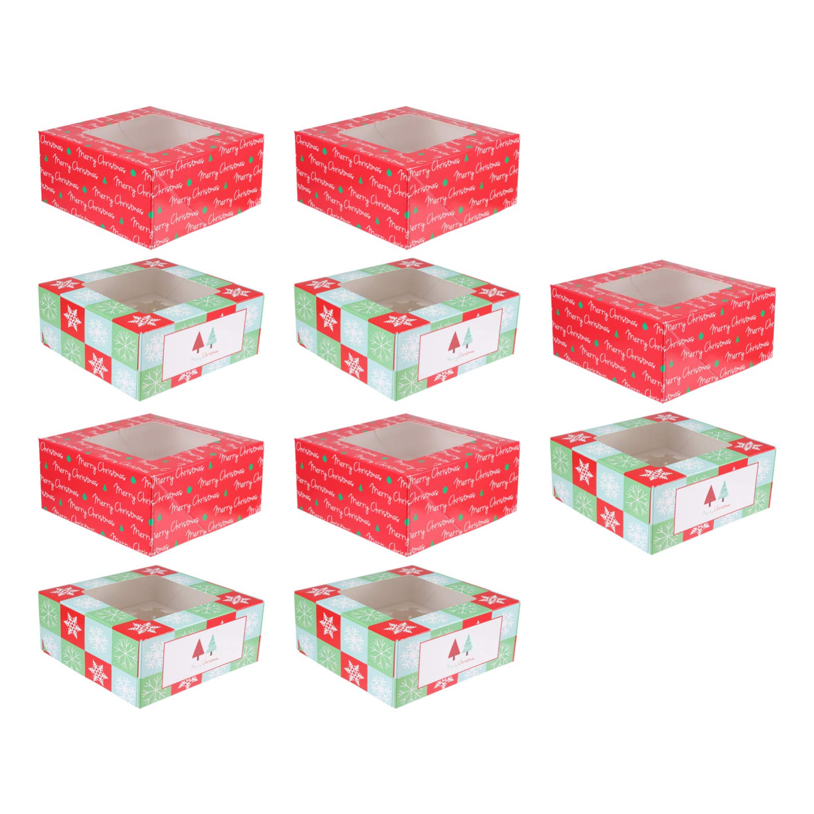 Healifty 10pcs Christmas Cupcake Boxes with Inserts and Window Paper Muffin Box Cupcake Carrier for Cake Muffin Dessert Donut Macaron