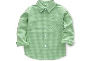 OCHENTA Little Big Boys' & Men's Long Sleeve Button Down Oxford Casual Dress Shirt