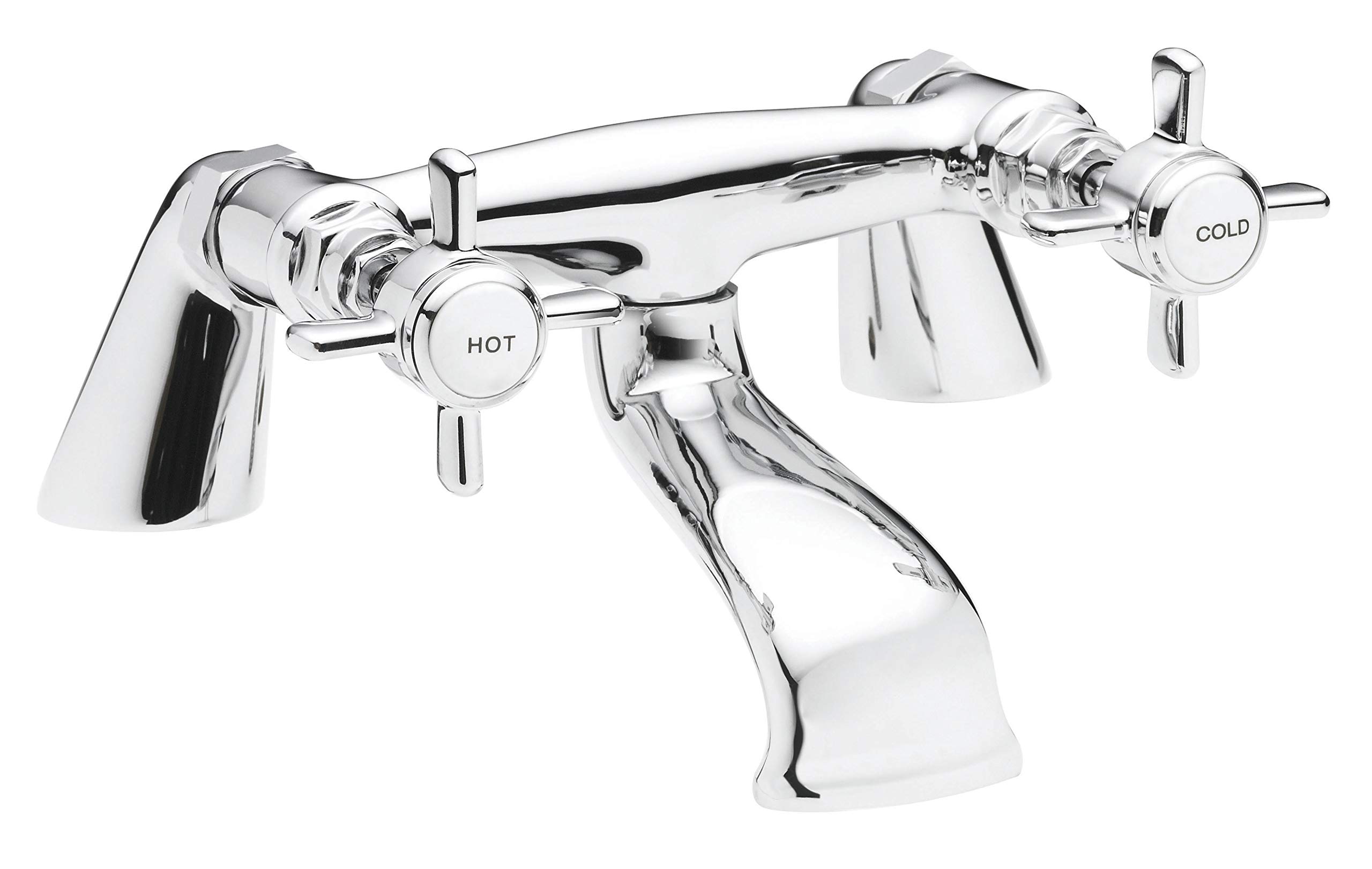 nuie I328X Beaumont Traditional Bathroom Crosshead Handle Bath Filler Tap, 100 x 220 x 180mm, Chrome