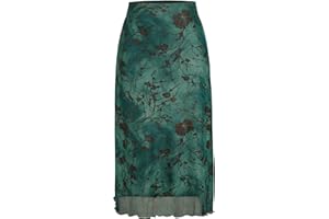 CIDER Women’s Mesh Floral Boho High Waisted Grunge Long Midi Fall Skirts Western Outfits