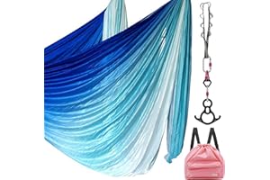 SAIVEN 10m Aerial Silks Equipment - premium Yoga Swing Set, Aerial Yoga Hammock kit, Yoga Starter Kit, Aerial Dance Equipment(L: 10m x W: 2.8m)