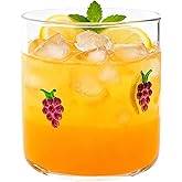 Sel Natural Grape Icon Juice Glasses, Aesthetic Glass Juice Cups 14 oz Cocktail Glasses Drinking Glass Old Fashioned Iconic Glasses for Women Sister Friend Party