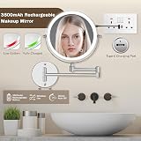 Amelar 8In Wall Mounted Makeup Mirror 20X Magnification LED 3 Color Lights view 2