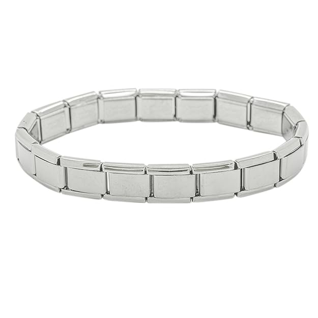 Daisy Charm Armband Edelstahl matt 18 Glieder Italien Charms Gliederarmband Basis-Armband für Nomination