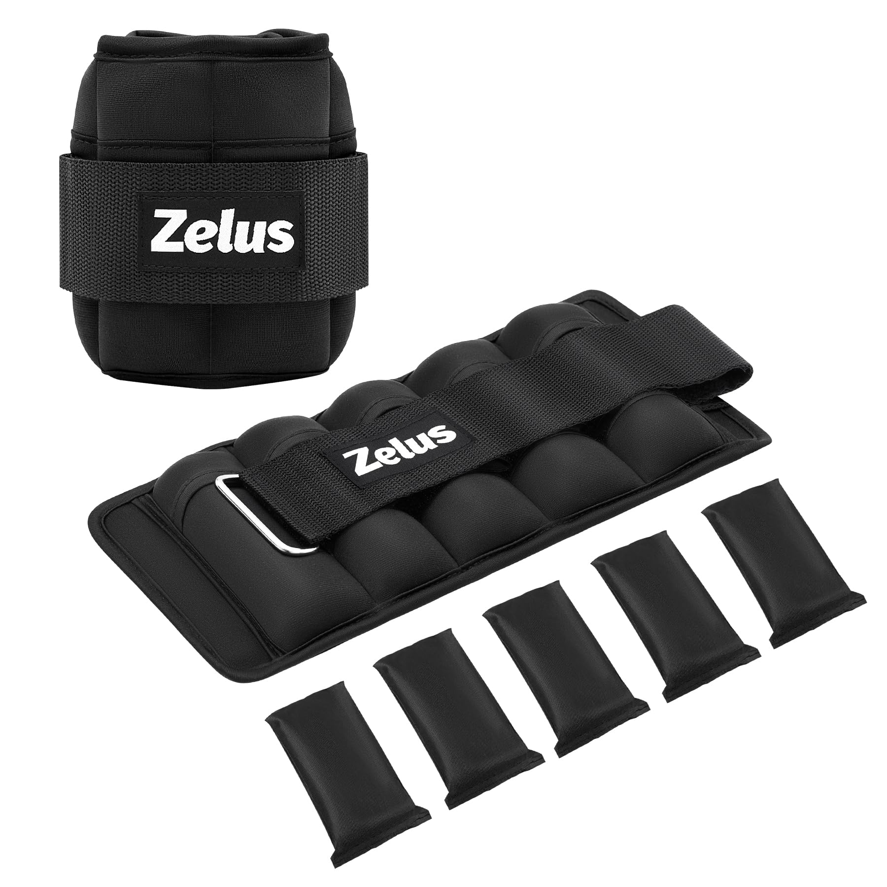 Photo 1 of ZELUS 1 Pair Adjustable Ankle Weights, 1.2-6 lb Modularized Leg Weight Straps for Women Men, Weighted Ankle Weight Set with Removable Sandbags, 0.6-3 lb per Ankle Strap for Gym Yoga Jogging Walking