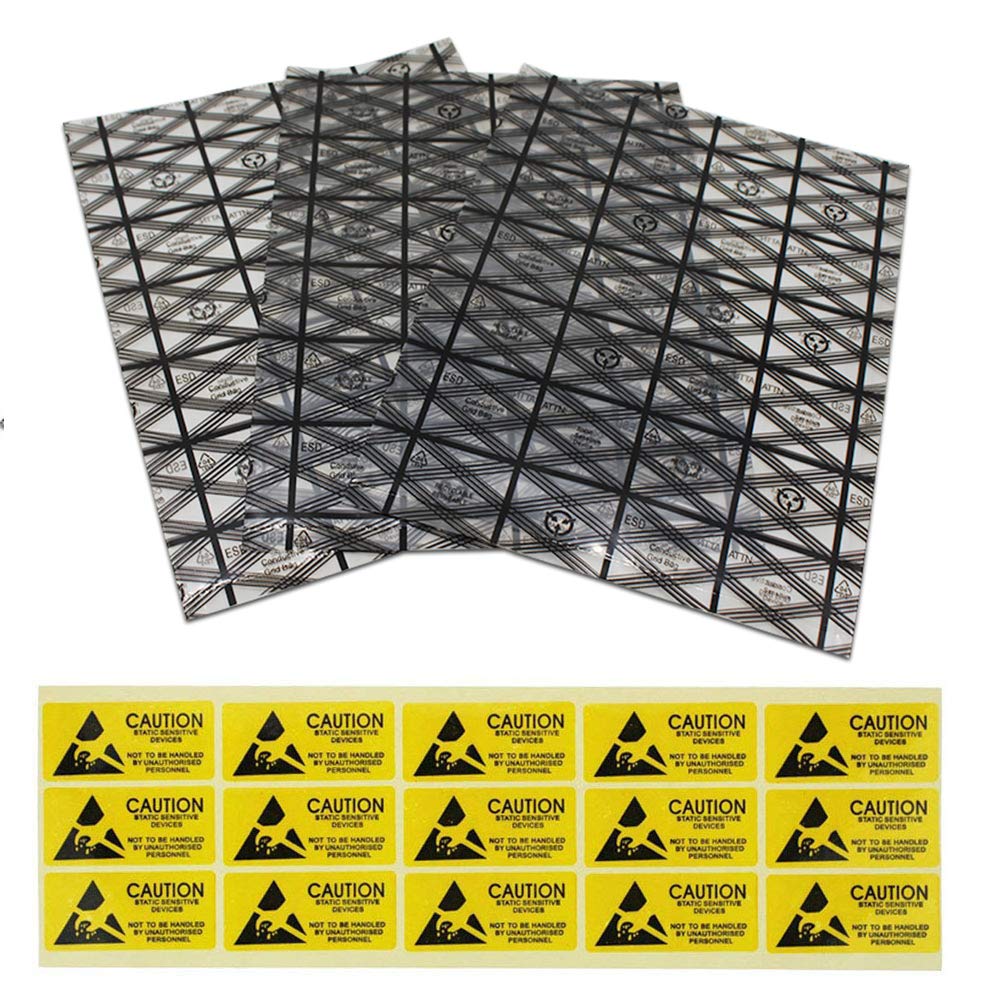 Supkeyer 30Pcs ESD Anti-Static Shielding Bags for SSD HDD and Electronic Device,Motherboard Graphics Video Card LCD Screen with Caution Labels (Assorted 30 x 40 cm / 11.8 x 15.7 inch)