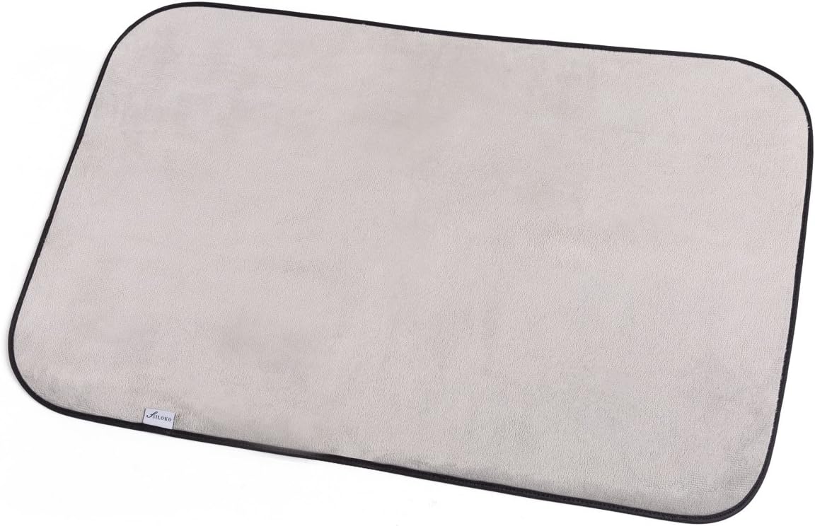 SILOKO Non-Slip Washable Soft Flannel Bath Mat 20-Inch by 32-Inch Gray