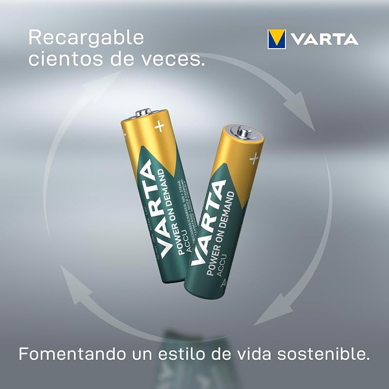 Pilas AAA, recargables, paquete de 4, Recharge Accu Power, batería recargable, 1000 mAh Ni-MH, sin efecto memoria, precargadas, listas para usar
