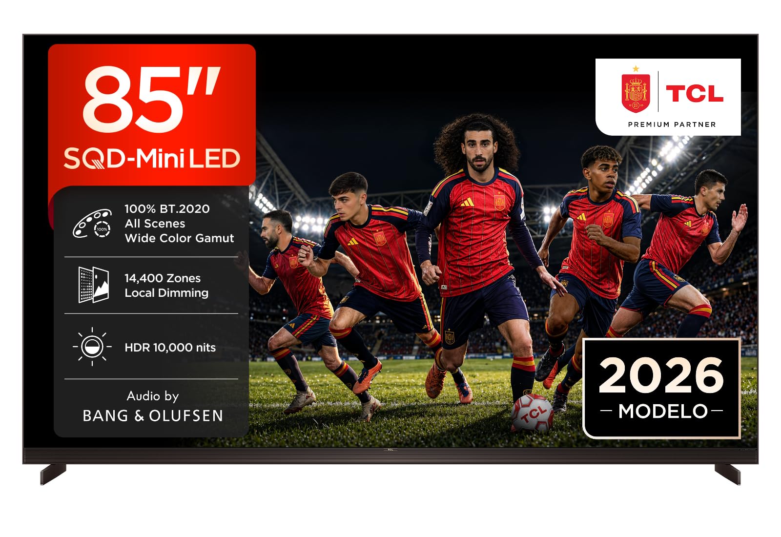 TCL 85X11L Televisor 85 Pulgadas SQD-Mini LED 4K Smart TV, HDR 10000 nits, 14400 Local Dimming, 144Hz Game Accelerator 288Hz FHD, Bang & Olufsen, Dolby Vision IQ, Procesador TSR AiPQ, Google TV