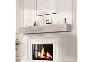 Weyderk Fireplace Mantel, Handcrafted Mantel Shelf for Over Fireplace, Wood Mantel with Invisible Heavy Duty Bracket, Wood Floating Shelves for Wall-Mounted, 72 Inch, American Gray