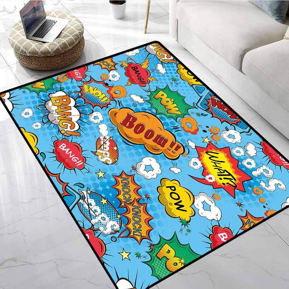 Superhero Rugs for Sale Colorful Comic Style Icons Effects Boom Scream