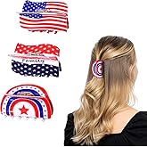 3 Pcs 4th of July Hair Clips for Women, Patriotic Hair Claws, Red White Blue Hair Claw Clips with American Flag Design, Summer Hair Accessories, Independence Day Large Hair Claws for Thick Hair