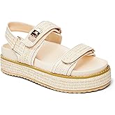 Coutgo Womens Platform Sandals Comfortable Flat Sandals Double Strap Footbed Summer Beach Sandals