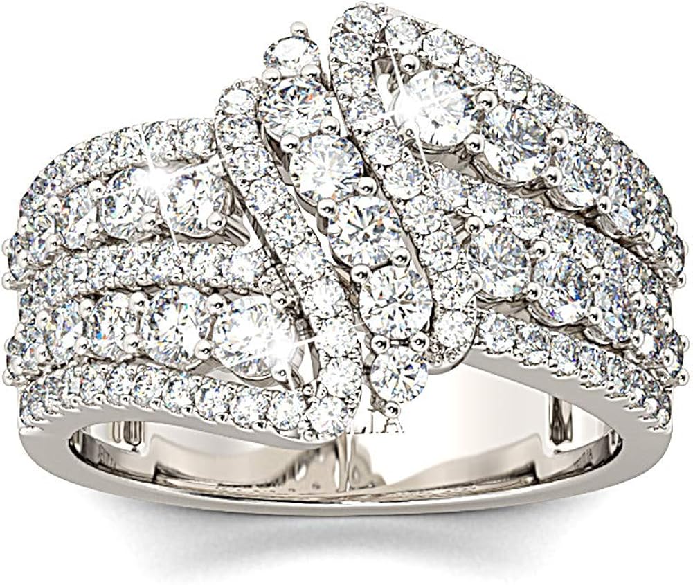 Crossover engagement ring with fitted thread and grain set wedding and Jeulia Intertwined Crossover Rings for Women Crossover Wedding Band