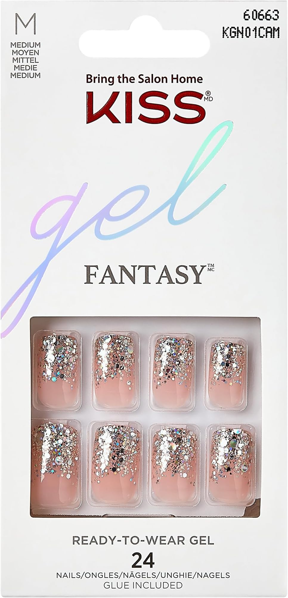 KISS Gel Fantasy Collection Glue-On Manicure Kit Fanciful Medium Nails