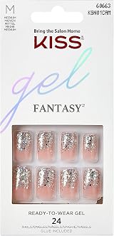 KISS Gel Fantasy Collection Glue-On Manicure Kit Fanciful Medium Nails