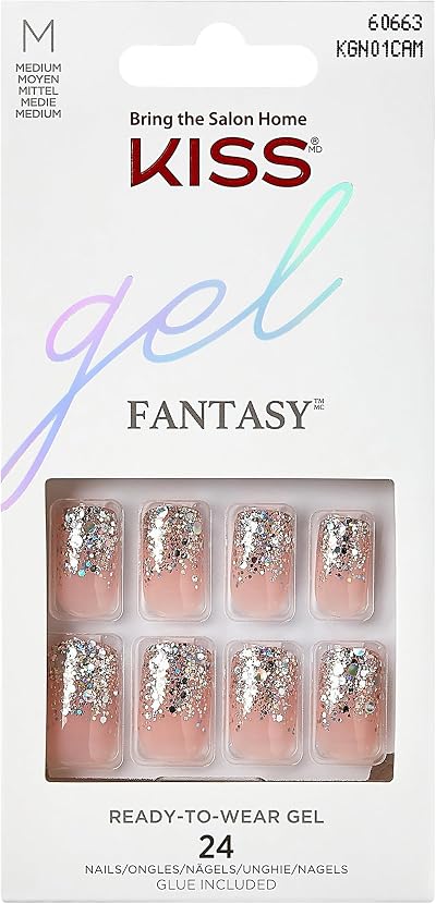 KISS Gel Fantasy Collection Glue-On Manicure Kit Fanciful Medium Nails