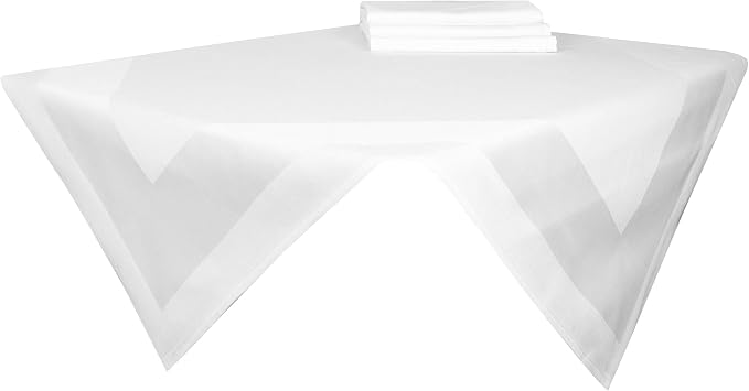 Nappe ZOLLNER 100% Coton 130x280cm - Blanc - Bord Satiné - Qualité Hôtelière - Lavable 95°C