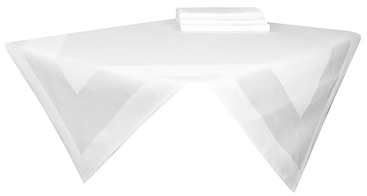 Zollner 4-er Set Mitteldecke Aus Baumwolle, Weiß, Ca. 80x80 cm, Atlaskante