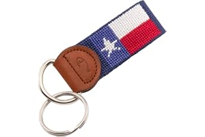 Huck Venture Leather Hand-Stitched Needlepoint Key Fob or Key Chain