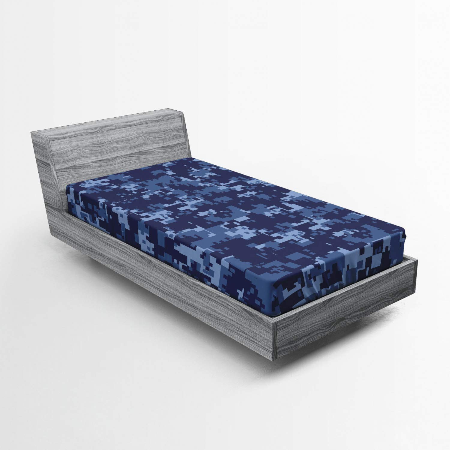 Ambesonne Camo Fitted Sheet, Retro Composition of