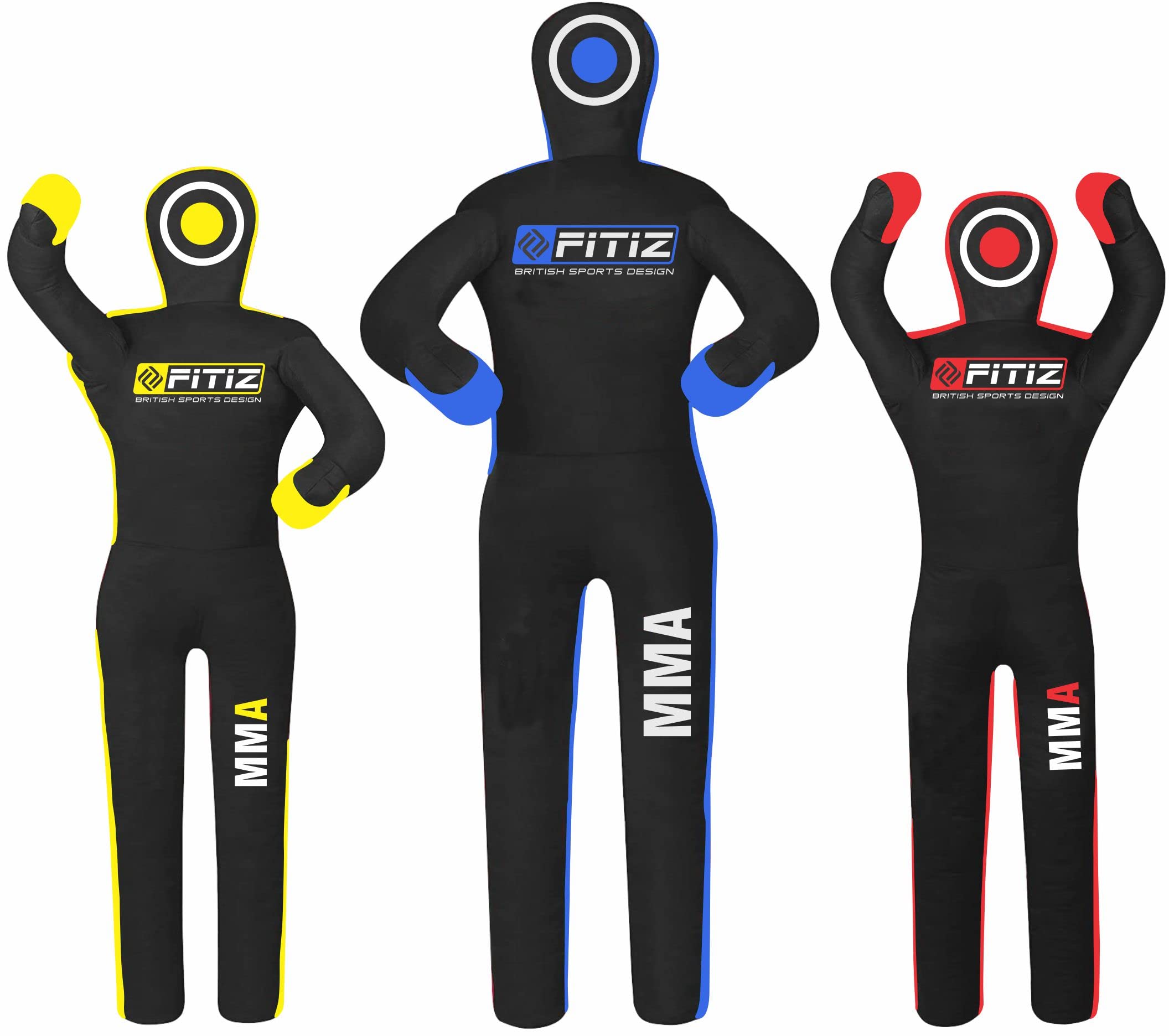 FITIZ MMA Dummy Judo Grappling Dummy Punching Bag (UNFILLED) Brazilian BJJ JIU Jitsu Standing Position Dummy Wrestling Martial Arts Boxing Karate Training Dummy (70", Black/Blue)