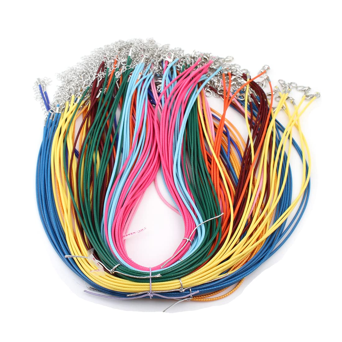 Perlin Jewellery Cord Necklace 10 Mixed Colours 46 cm Waxed Cotton Cord 1.5 mm Braided Necklace with Silver Lobster Clasp Pack of 10