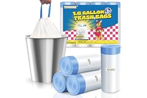 T.FORING 1.6 Gallon Mini Trash Bags Drawstring - 120 Count Strong Small Garbage Bags Unscented,White Trash Can Liners Strong 