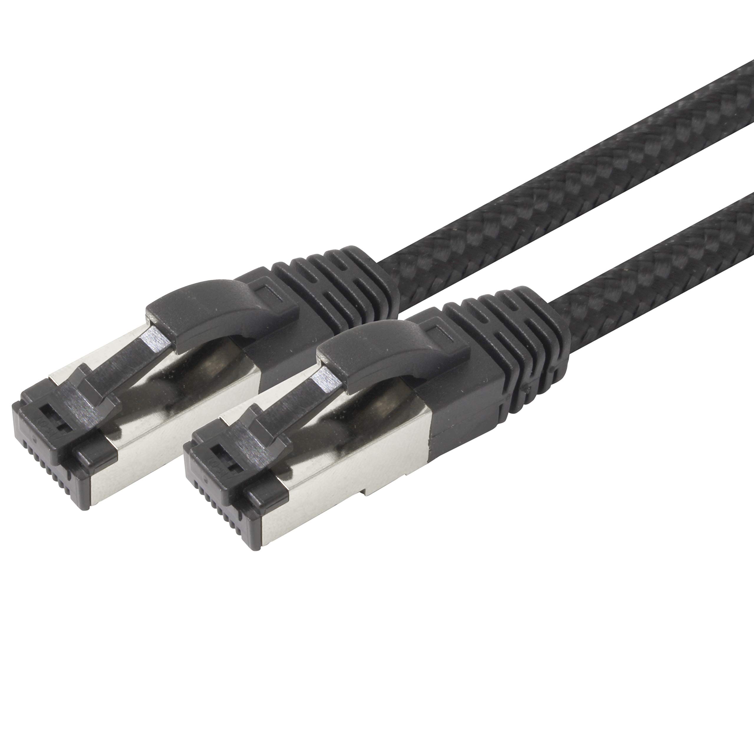1aTTack.de 2m - Black Cotton CAT 6a patch cable Black - 1 piece network cable fabric cotton jacket Cat Cat 6 a cable Rj 45 LAN Ethernet patch cable 500Mhz 10 Gb s - 1 x 2 meters