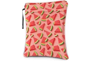QSLEUNG Book Lover Gift for Watermelon, Book Sleeve with Zipper, Fruits Book Cover, Pink and Red.