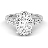 Houston Diamond District 1 to 5 Carat Oval Shape LAB GROWN Diamond Vintage Engagement Ring Wedding Ring for Women (Color D-E Clarity VS1-VS2)