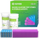 AUVON Blood Glucose Test Strips &amp; Diabetic Lancets Kit, 100 Pack, 30 Gauge | Blood Glucose Test Strips Only Compatible with AUVON DS-W Diabetes Sugar Testing Meter, Work Effectively with Small Drops
