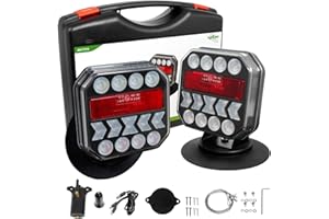 Agrieyes USB-C Wireless Trailer Lights, Adjustable Magnetic Tow Light with Retroreflectors, Rechargeable Towing Light Kit Reverse for Trucks, Boat, RV, Vehicle, Caravan