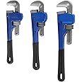 HOIGON 3 Piece Heavy Duty Plumbers Pipe Wrench Set, 8" 10" 14" Heat Treated Adjustable Straight Pipe Plumbing Wrench Set with Soft Grip for Household Plumbing Repairs