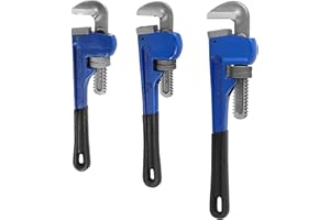 HOIGON 3 Piece Heavy Duty Plumbers Pipe Wrench Set, 8" 10" 14" Heat Treated Adjustable Straight Pipe Plumbing Wrench Set with
