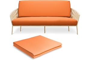 SFIHOME Twin Size Futon Cover, Armless Stretch Futon Cover, Sofa Slipcover Furniture Protector for Kids, Pets, Machine Washable Zippered Futon Couch Covers, Orange