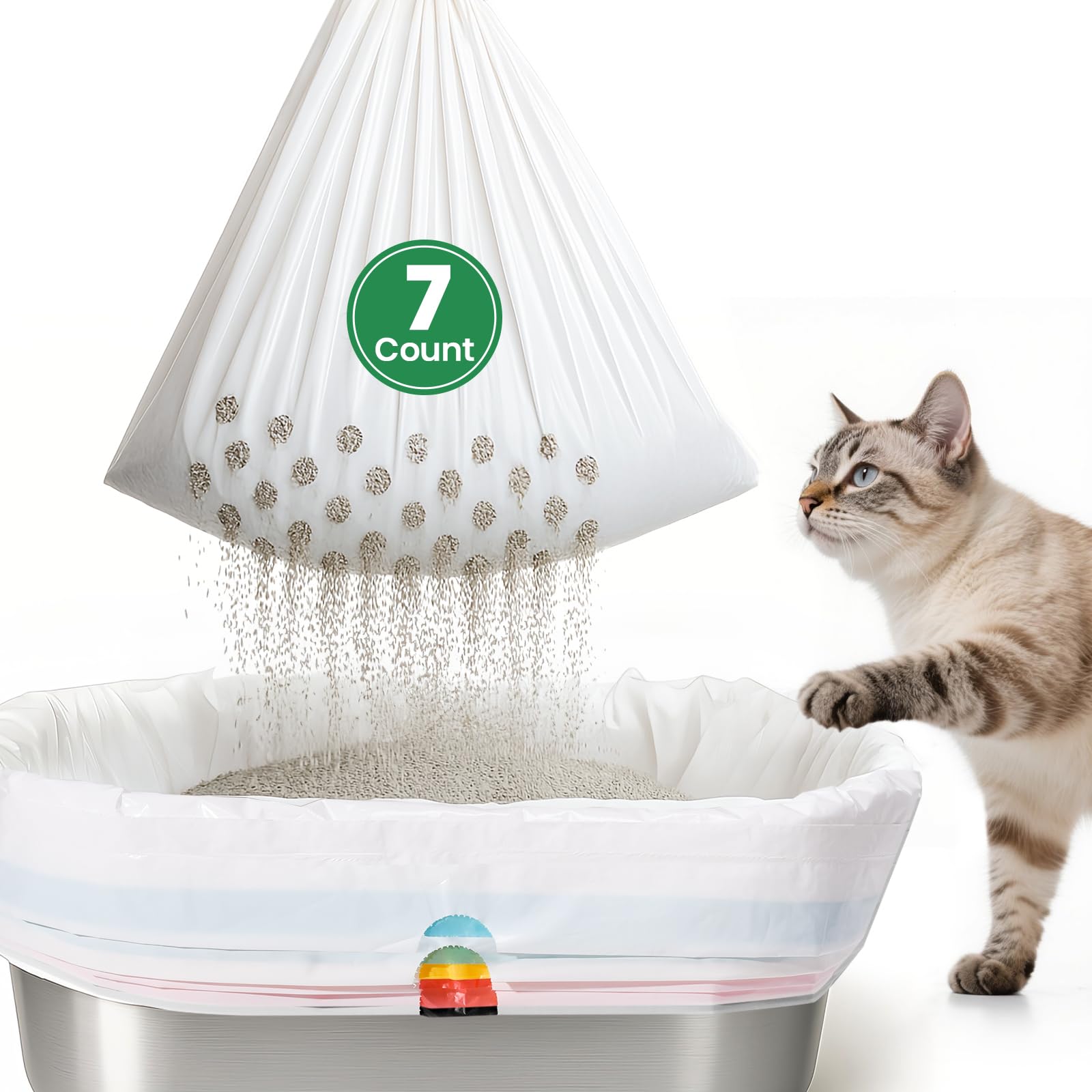 Photo 1 of Sifting litter bags with 7-Day Litter System, Heavy Duty Thickened litter liners, 37x18 Inch (7 Pack) For Most Litter Boxes and Cat Supplies