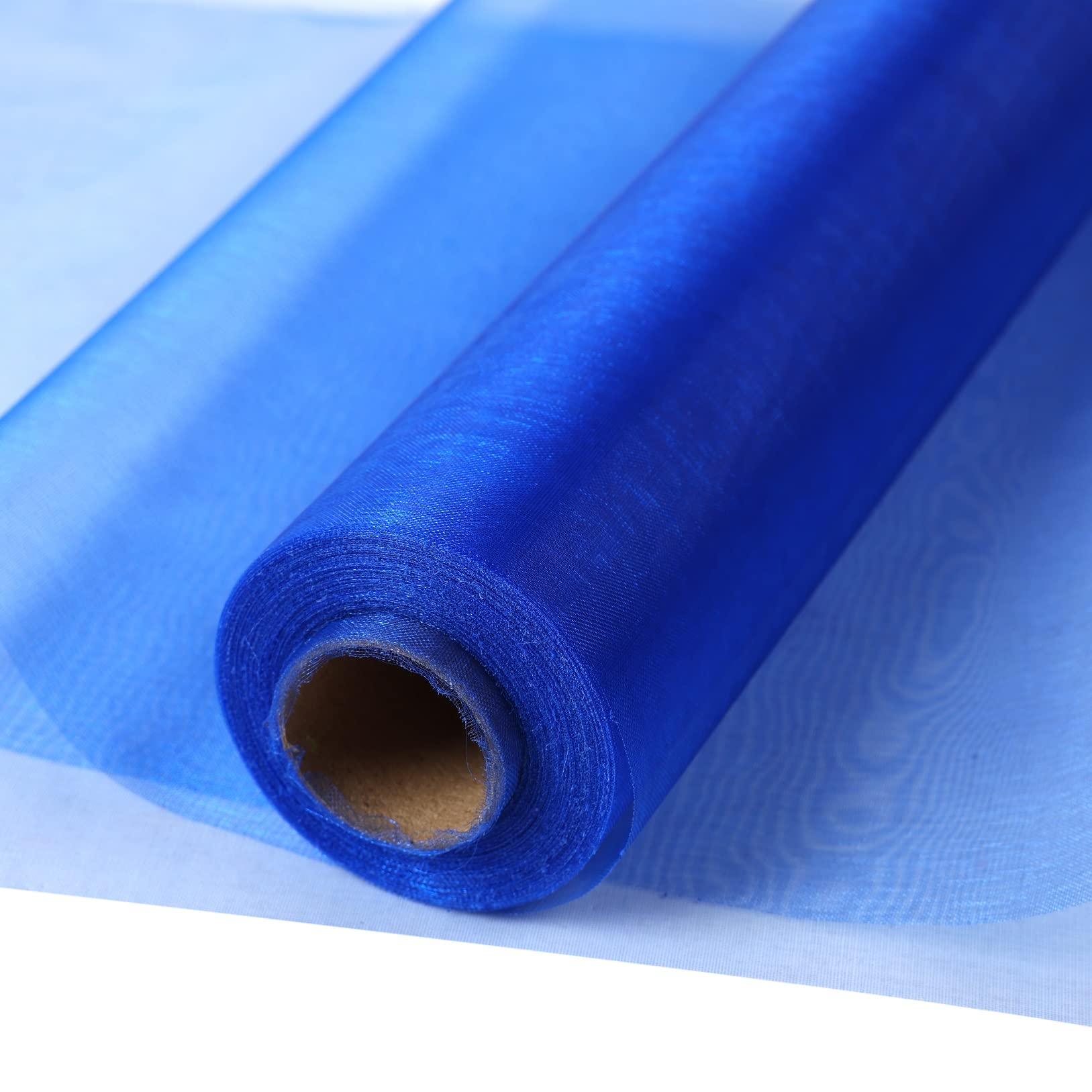 30 m x 30 cm Fabric Table Runner Tulle Roll Organza Transparent Roll of Organza Sheer Fabric Elegant Decorative Cloth for Wedding Chair Table Decoration DIY Crafts (Royal Blue)