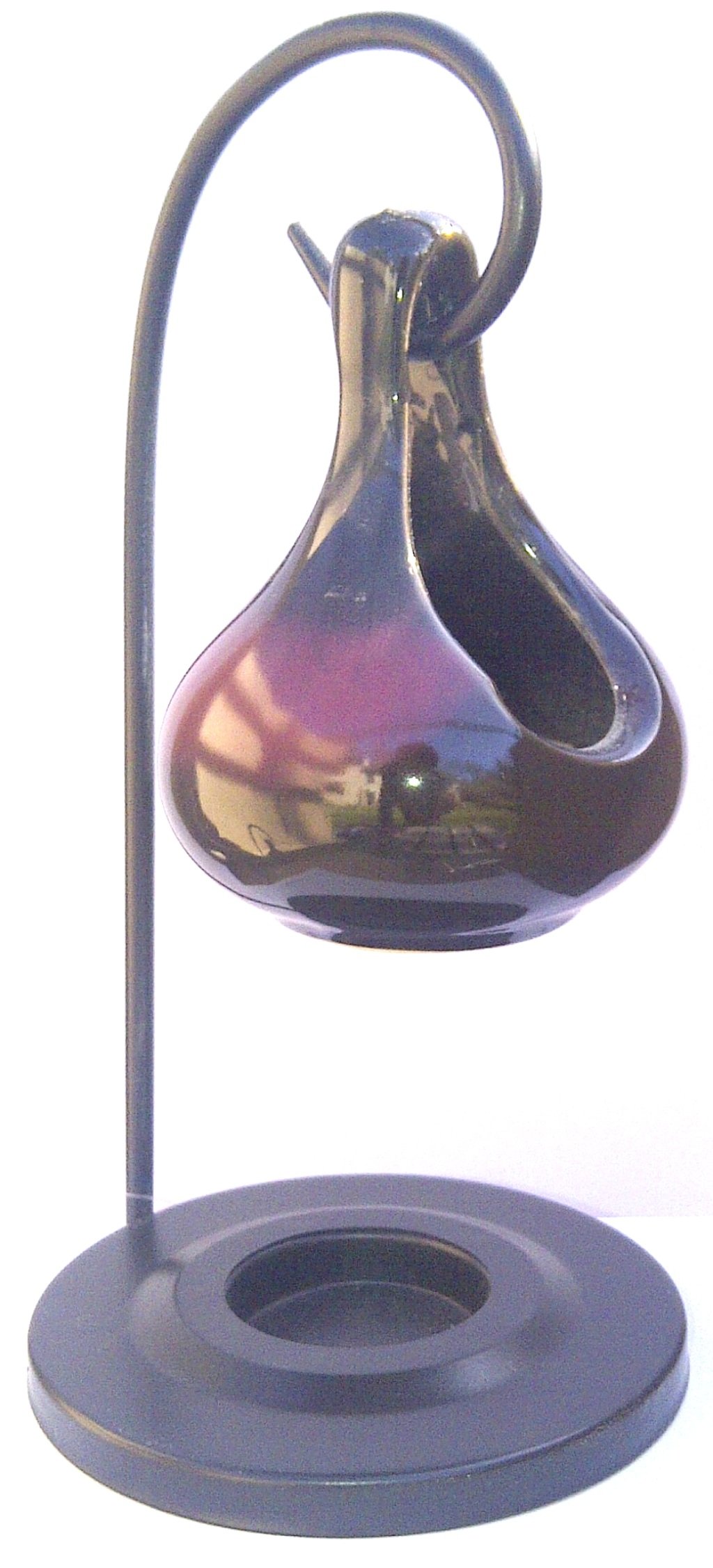 Puckator Eden Teardrop Shape Hanging Oil Burner with Stand -Ceramic -Living Room Accessories - Wax Liquidizer - For Essential Oils - Wax Burners - Scents Melter - Wax Melt Holder - Room Fragrance