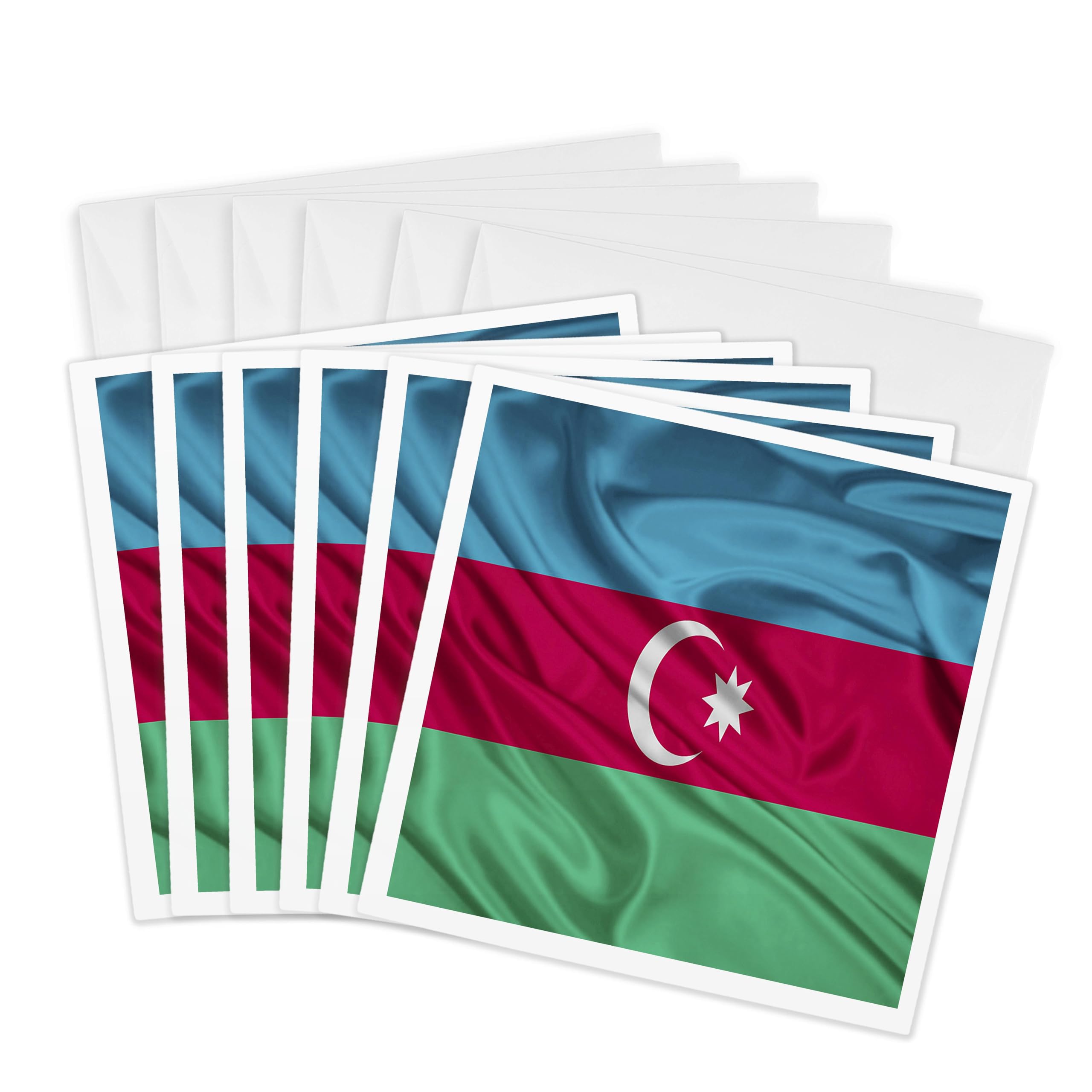 3dRose gc_28222_1 6 x 6-Inch "Azerbaijan Flag" Greeting Card (Pack of 6)