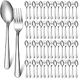 BBTO 100 Pcs Forks and Spoons Silverware Set Bulk