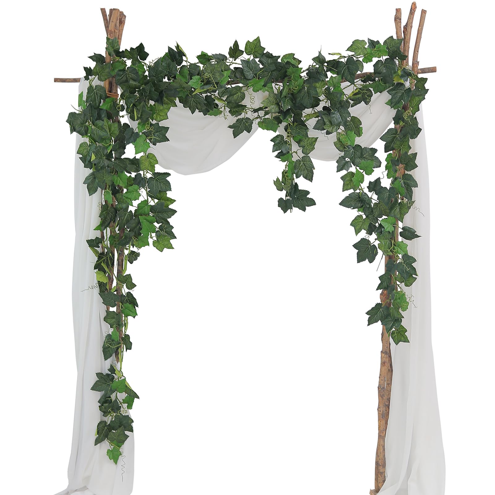 Photo 1 of 2Pcs 157inch Fireproof Fake Grape Vines Artificial Leaves Garland Bendable Ivy Greenery Branches Realistic Plants for Mantle Trellis Green Wall Hanging Outdoor Garden Bedroom Mantel Decorating