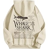 Lubpow Cute Hoodies for Women Ocean Whale Shark Hoodie Aesthetic Animal Graphic Sweatshirts Casual Fleece Pullover Tops