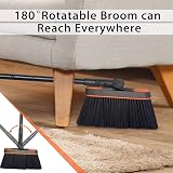 JEHONN Dustpan and Brush Set Long Handle 138cm 180° Swivel Orange Black view 4