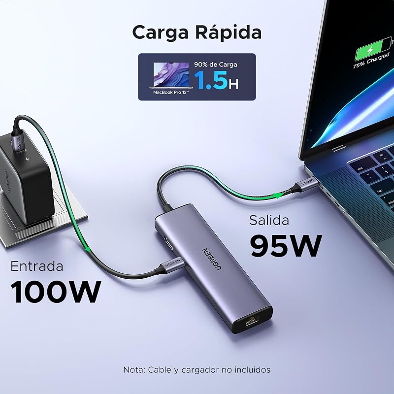 Revodok 1061 USB C 6 em 1 Gigabit Hub Adaptador Ethernet