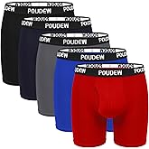 POUDEW Men's Breathable Mesh No Roll Waistband Tagless Athletic Underwear Boxer Briefs, Pack of 5