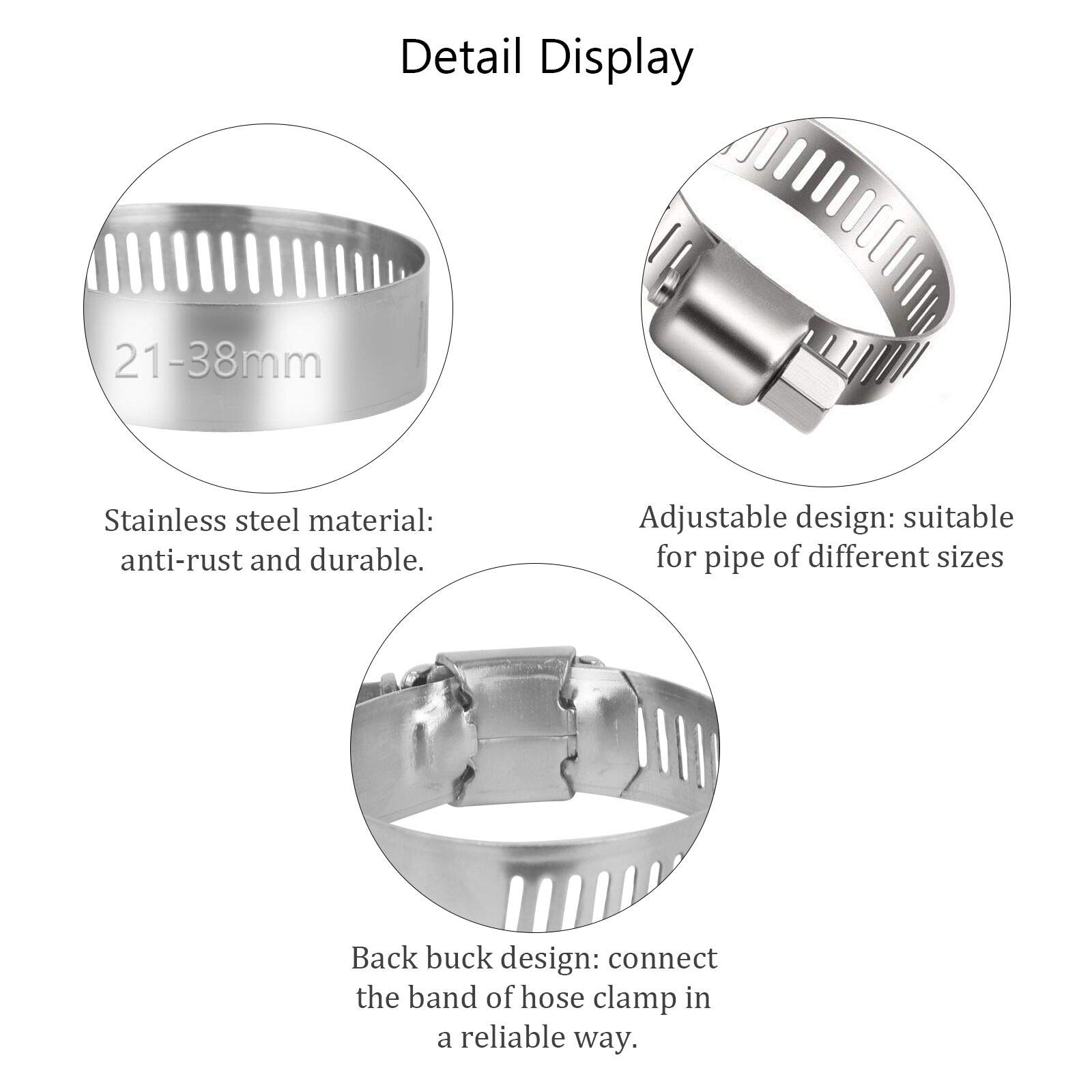 Matogle 24pcs Stainless Steel Hose Clips Adjustable Hose Clamps Jubilee Clip of Multi Size for Home Worm Drive Gear Gas Water Pipe Duct Tube with Screwdriver