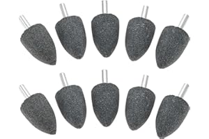 dophee 10Pcs 25mm Cone Shape Aluminum Oxide Mounted Grinding Stones Rotary Grinding Bits with 1/4" Shank for Electric Rotary Tools Drill Grinder