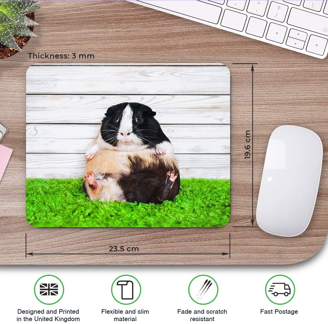 Destination Vinyl ltd Comfortable Mouse Mat, Funny Guinea Pig Piglet 23.5 x 19.6 cm (9.3 x 7.7 inches) for Computer & Laptop - Image 3