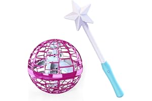 ATHLERIA Pink Flying Orb Ball with Wand,Cool Stuff Gadgets Christmas Birthday Presents Toys for Boy Girl Teens 6 7 8 9 10+ Year Old, Hover Boomerang Mini Drones for Kids,Flying Spinner